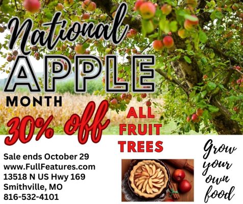 An ad for 30 percent off all fruit trees ending Oct. 29, 2023.